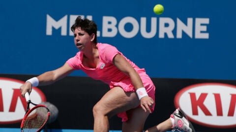 Carla Su&aacute;rez, en su debut en el Open de Australia