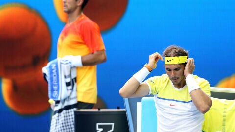 Rafa Nadal con gesto serio ante Verdasco
