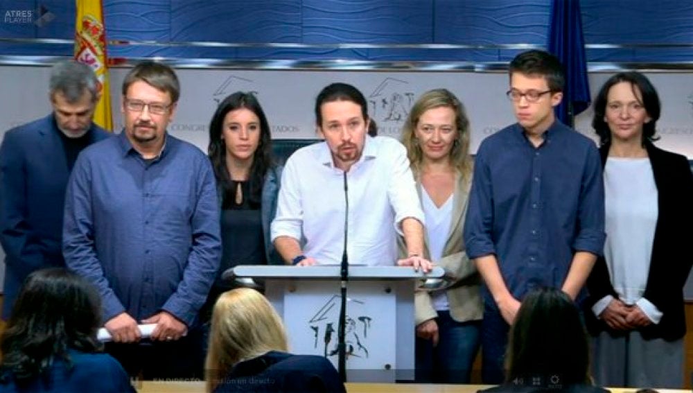 Pablo Iglesias en rueda de prensa tras su reunión con el Rey