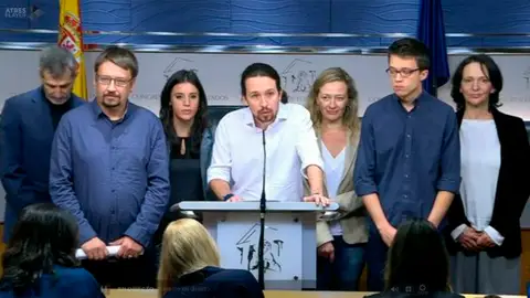 Pablo Iglesias en rueda de prensa tras su reunión con el Rey Pablo Iglesias en rueda de prensa tras su reunión con el Rey