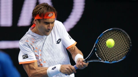 David Ferrer golpea de rev&eacute;s en su partido contra Isner