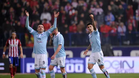 Los jugadores del Celta celebran un gol en el Calderón Los jugadores del Celta celebran un gol en el Calderón