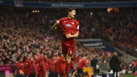 Robert Lewandowski celebra un gol con el Bayern de M&uacute;nich