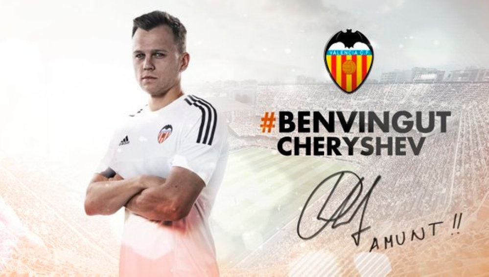 Mensaje de bienvenida a Cheryshev por parte del Valencia