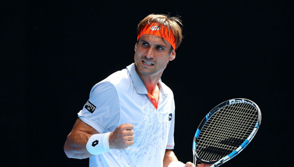 David Ferrer celebra un punto en el Open de Australia