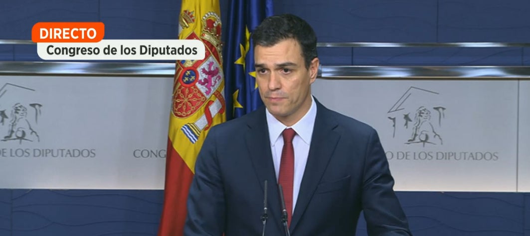 Pedro Sánchez: "El PSOE asume su responsabilidad con España" Pedro Sánchez: "El PSOE asume su responsabilidad con España"