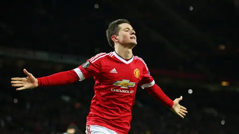 Ander Herrera celebra un gol con el Manchester United Ander Herrera celebra un gol con el Manchester United