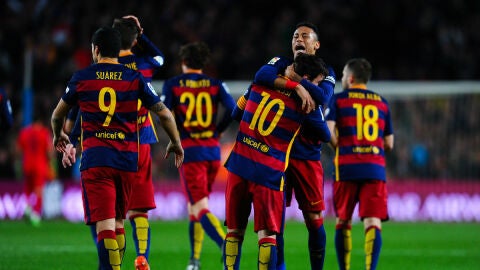 El Barcelona celebra un gol
