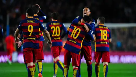 El Barcelona celebra un gol El Barcelona celebra un gol