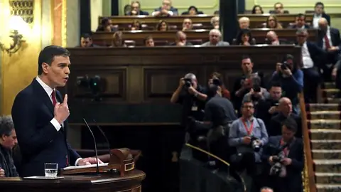 Pedro Sánchez en su discurso de investidura Pedro Sánchez en su discurso de investidura