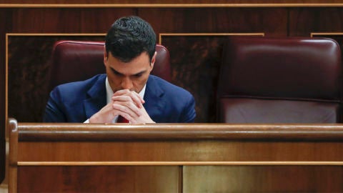 Pedro S&aacute;nchez en su esca&ntilde;o