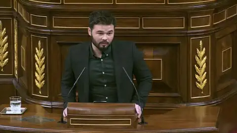 Gabriel Rufián (ERC) durante su intervención en el Congreso Gabriel Rufián (ERC) durante su intervención en el Congreso