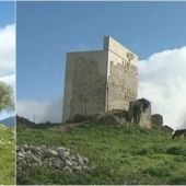 Imagen del antes y el después del castillo de Matrera
