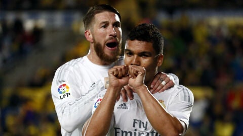 Casemiro celebra su gol contra Las Palmas