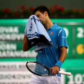 Novak Djokovic se seca el sudor en Indian Wells