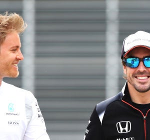 Fernando Alonso, junto a Nico Rosberg Fernando Alonso, junto a Nico Rosberg