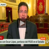 Óscar López durante una entrevista en Espejo Público
