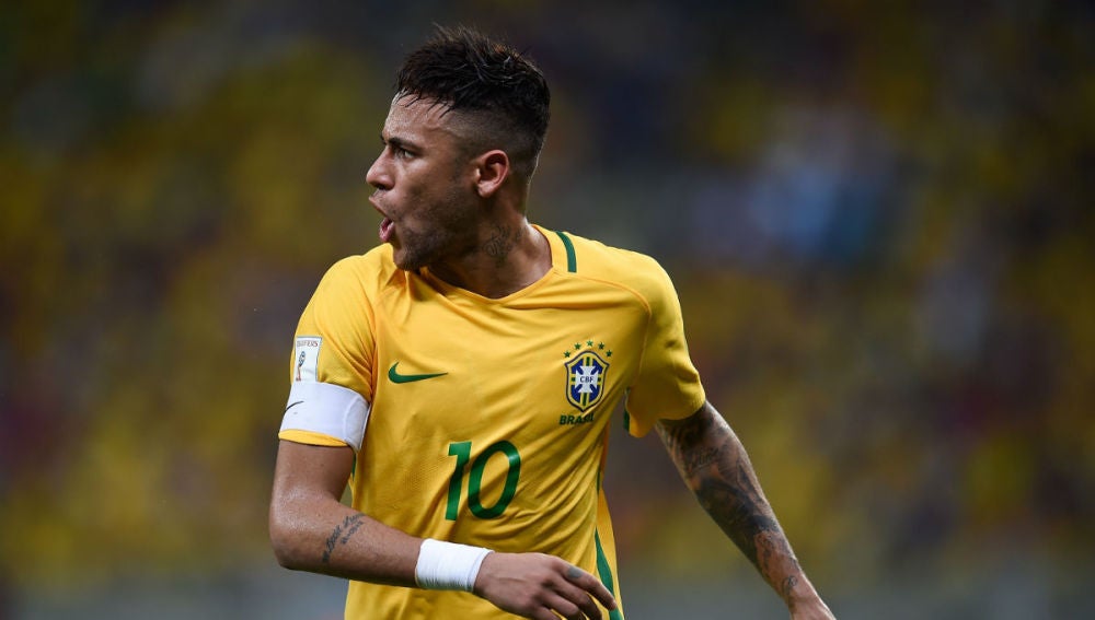 Neymar, en un partido con la selección brasileña