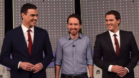 Pedro S&aacute;nchez, Pablo Iglesias y Albert Rivera