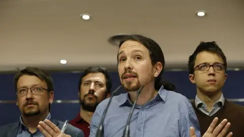 El líder de Podemos, Pablo Iglesias, en rueda de prensa El líder de Podemos, Pablo Iglesias, en rueda de prensa