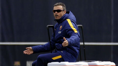 Luis Enrique, en el entrenamiento del Barcelona