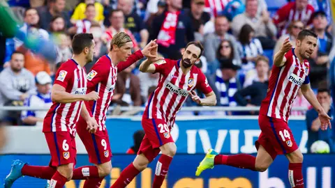 Los jugadores del Atlético de Madrid celebran el gol de Fernando Torres contra el Espanyol Los jugadores del Atlético de Madrid celebran el gol de Fernando Torres contra el Espanyol