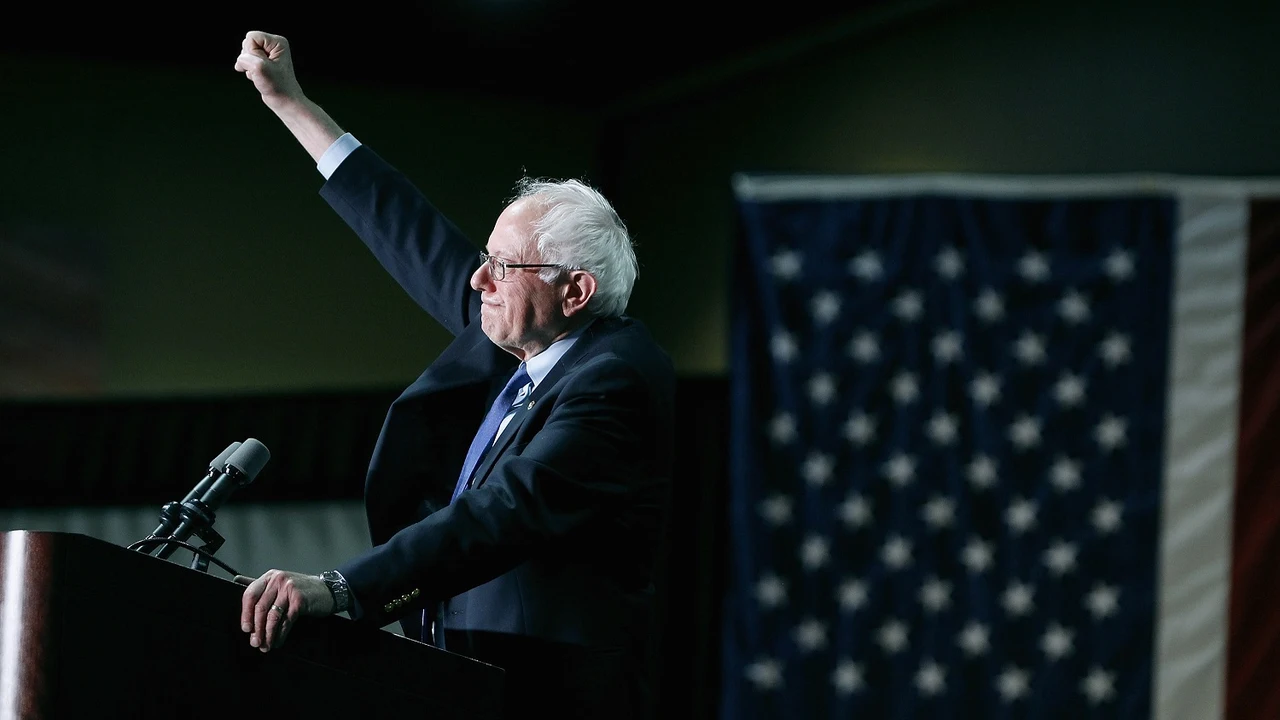 Bernie Sanders en un mitin