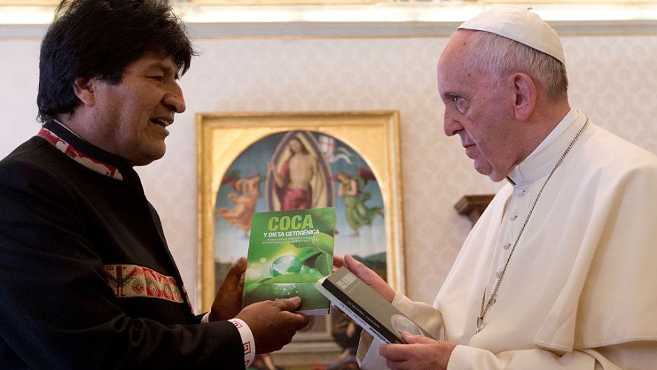 Evo Morales recomienda al Papa tomar coca: "Así aguanta toda la vida" Evo Morales recomienda al Papa tomar coca: "Así aguanta toda la vida"