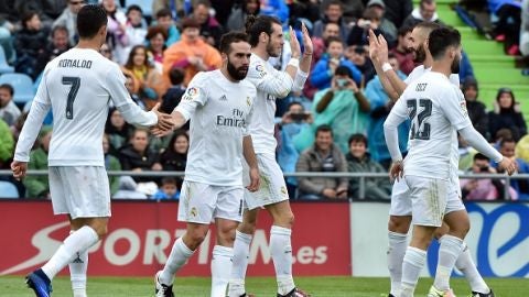 El Real Madrid celebra un gol ante el Getafe