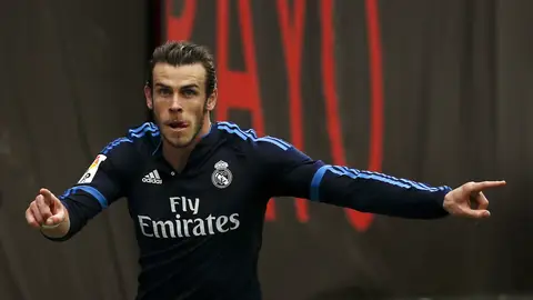 Gareth Bale celebra su gol en Vallecas Gareth Bale celebra su gol en Vallecas