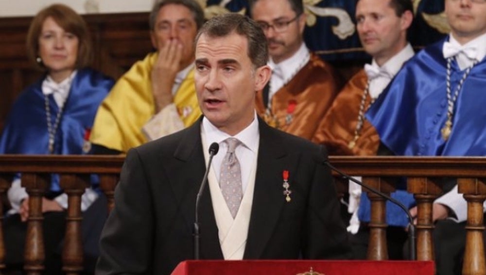 El Rey Felipe VI, durante la ceremonia del Premio Cervantes