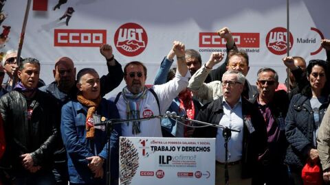 Los secretarios generales de CCOO y UGT, Ignacio Fern&aacute;ndez Toxo y Pepe &Aacute;lvarez