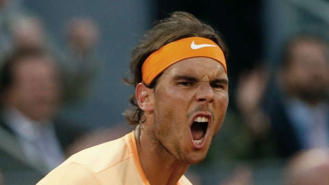 Rafa Nadal celebrando su pase a los cuartos de Madrid