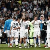 La plantilla del Real Madrid celebra el pase a la final