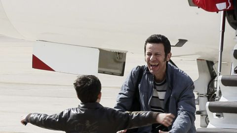 Javier Espinosa al ser liberado tras meses de secuestro