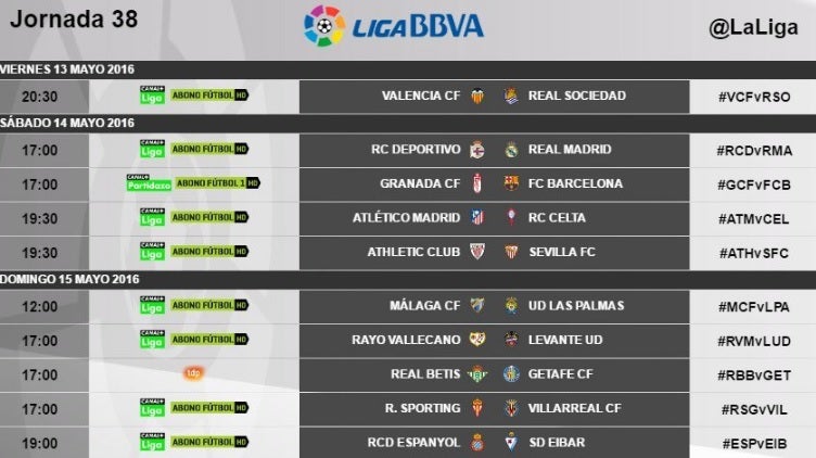 El título de Liga se disputará el sábado a las 17:00 horas y el descenso, el domingo El título de Liga se disputará el sábado a las 17:00 horas y el descenso, el domingo
