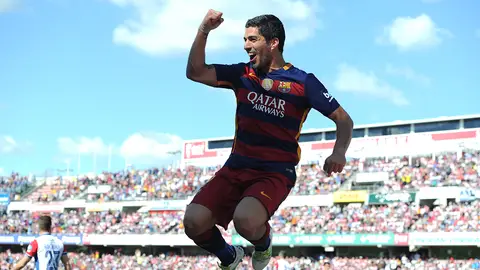 Luis Suárez feliz tras su segundo tanto en la primera parte Luis Suárez feliz tras su segundo tanto en la primera parte