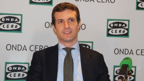 El vicesecretario de Comunicaci&oacute;n del Partido Popular, Pablo Casado, durante una entrevista en Onda Cero
