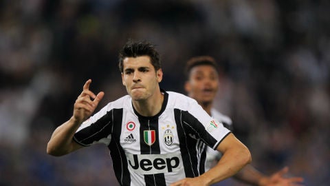 Morata celebra un gol con la Juventus
