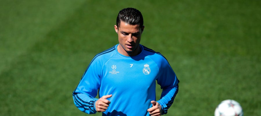 Cristiano Ronaldo, durante un entrenamiento con el Real Madrid