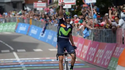Valverde celebra su victoria Valverde celebra su victoria