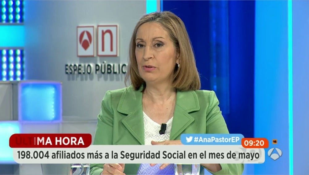 Ana Pastor, sobre los datos del paro: "se crea empleo, baja el número de parados y crece el número de autónomos" Ana Pastor, sobre los datos del paro: "se crea empleo, baja el número de parados y crece el número de autónomos"