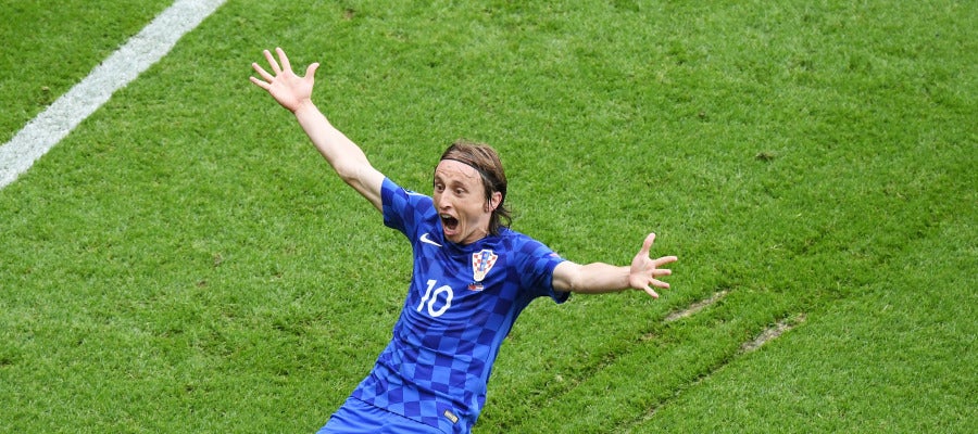 Luka Modric celebra su gran gol contra Turquía Luka Modric celebra su gran gol contra Turquía