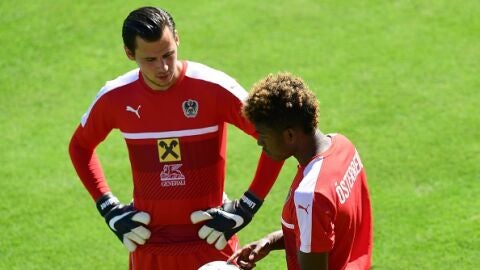 Alaba, durante un entrenamiento con Austria