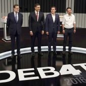 Mariano Rajoy, Pedro Sánchez, Albert Rivera y Pablo Iglesias, en el debate a cuatro