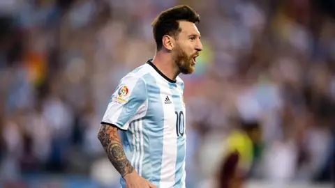 Leo Messi celebra un gol con Argentina Leo Messi celebra un gol con Argentina