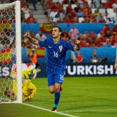 Kalinic celebrando su gol ante España