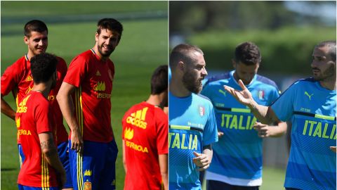 Entrenamientos de Espa&ntilde;a e Italia en la Eurocopa