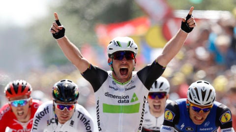 Mark Cavendish celebra su victoria en la etapa del Tour