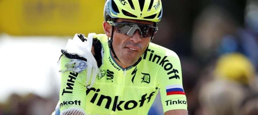 Alberto Contador, tras su caída en la Primera Etapa del Tour de Francia Alberto Contador, tras su caída en la Primera Etapa del Tour de Francia